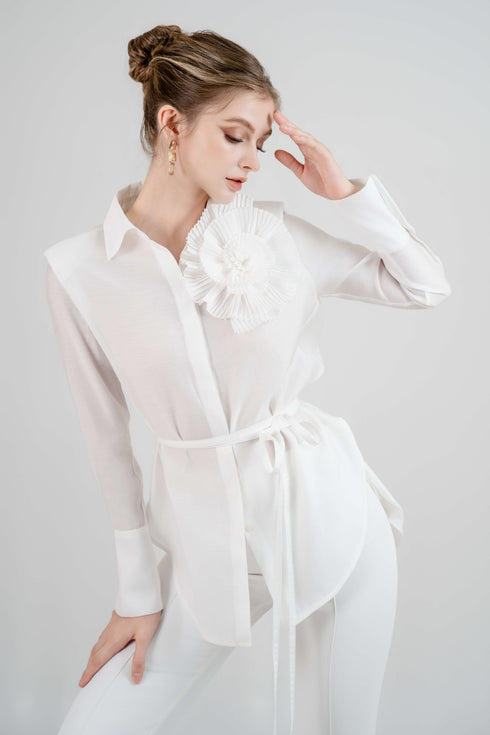 ÁO SƠ MI ĐÍNH HOA LASANRA FIAMMA